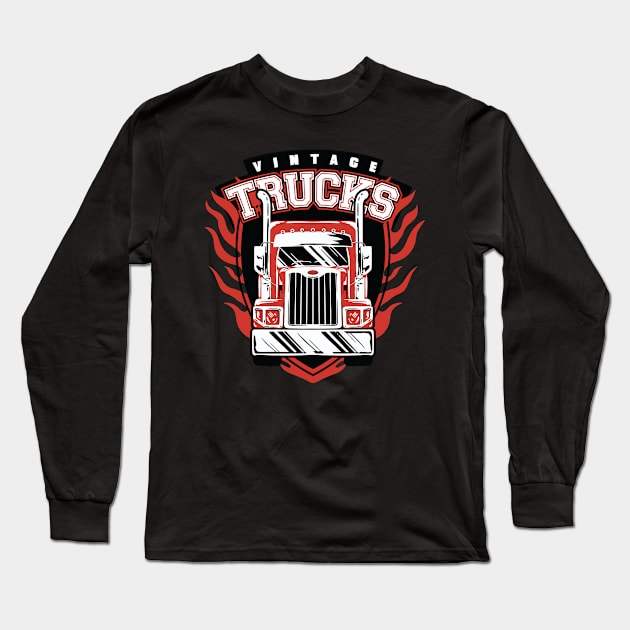 Vintage trucks art, best truck lovers gift Long Sleeve T-Shirt by AbirAbd